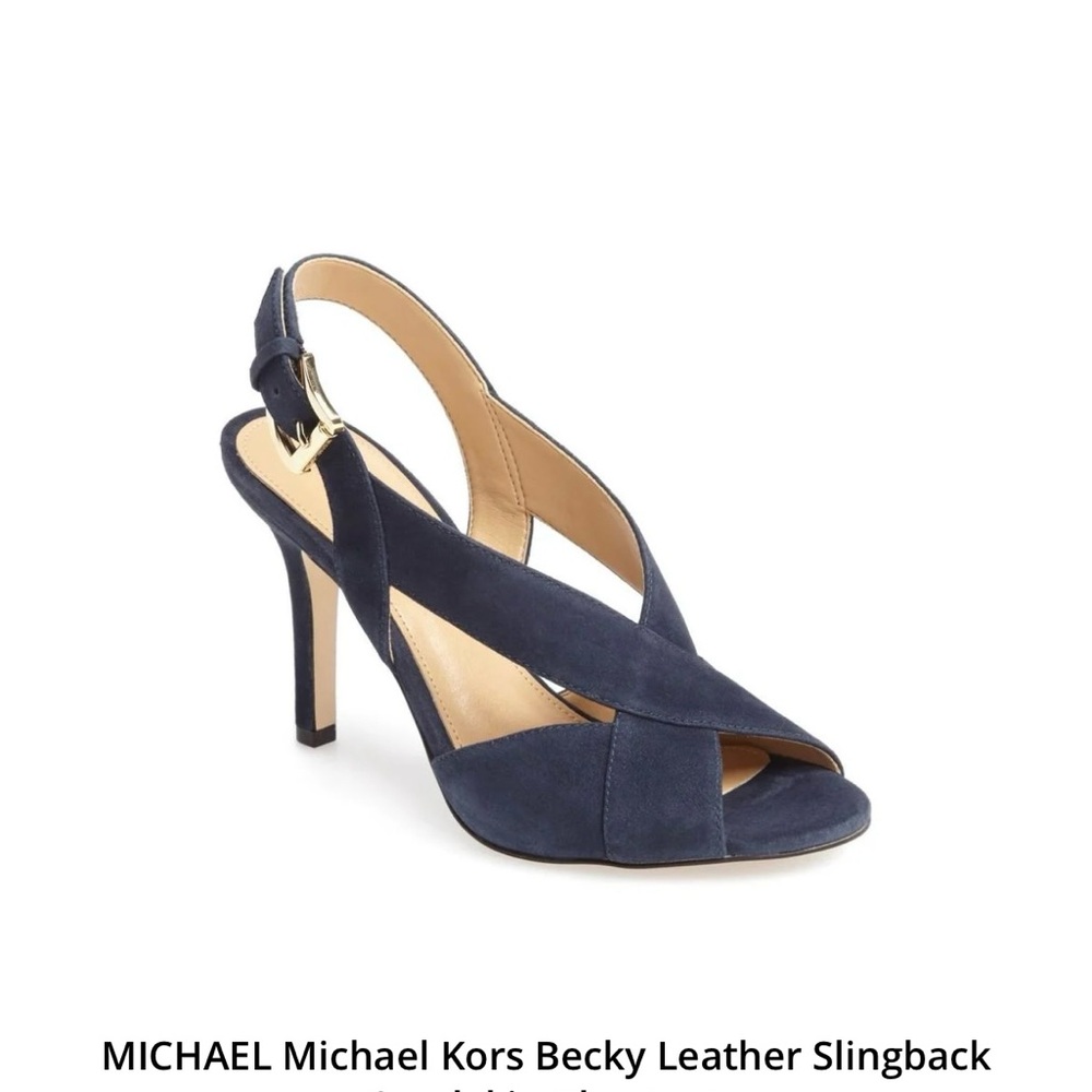 💐Michael Kors Sz8 Navy Suede Slingback Sandals